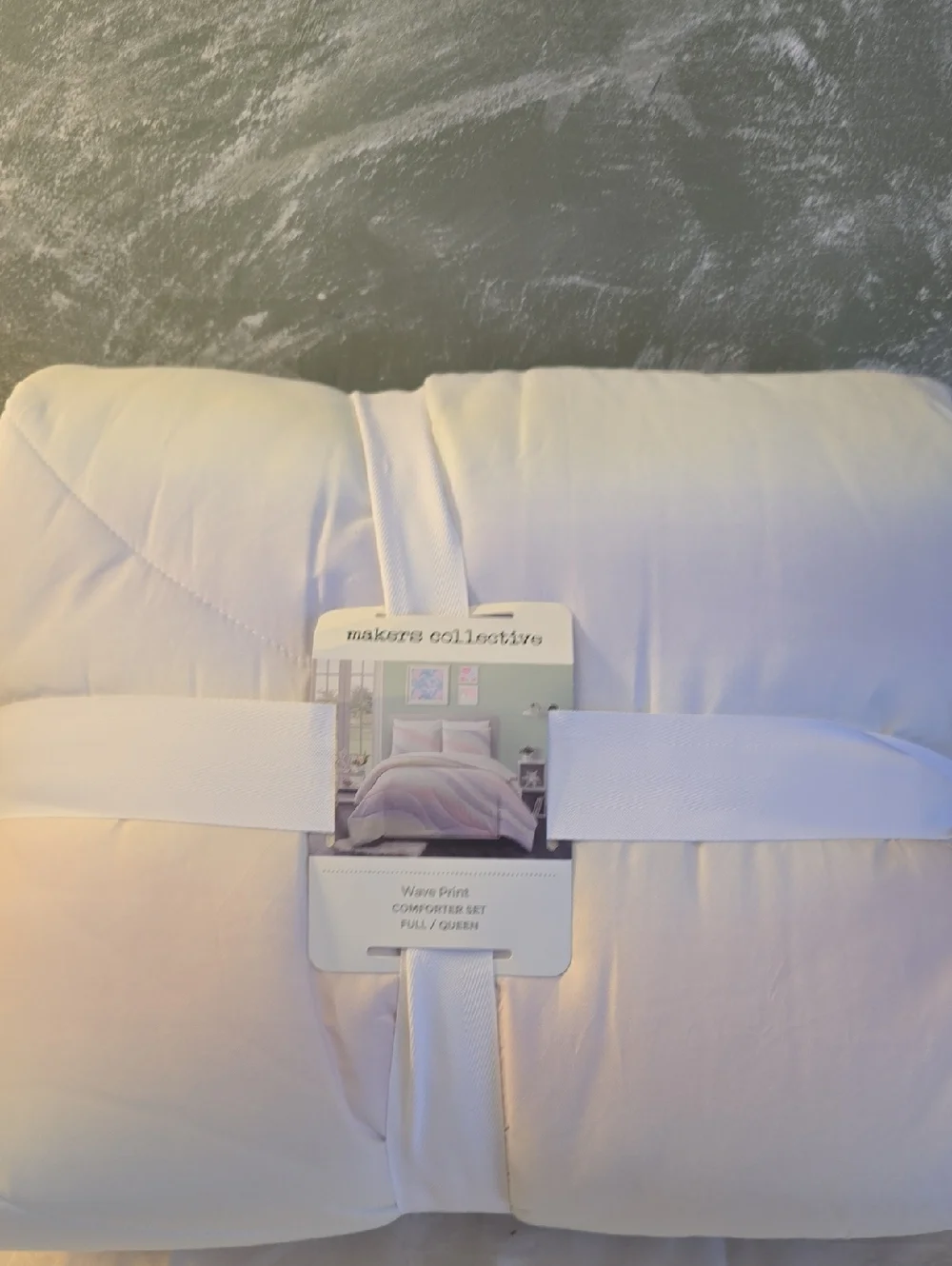 Wave Print Comforter & 2 Standard Shams Set - Pastel Multicolor (Full/Queen) New